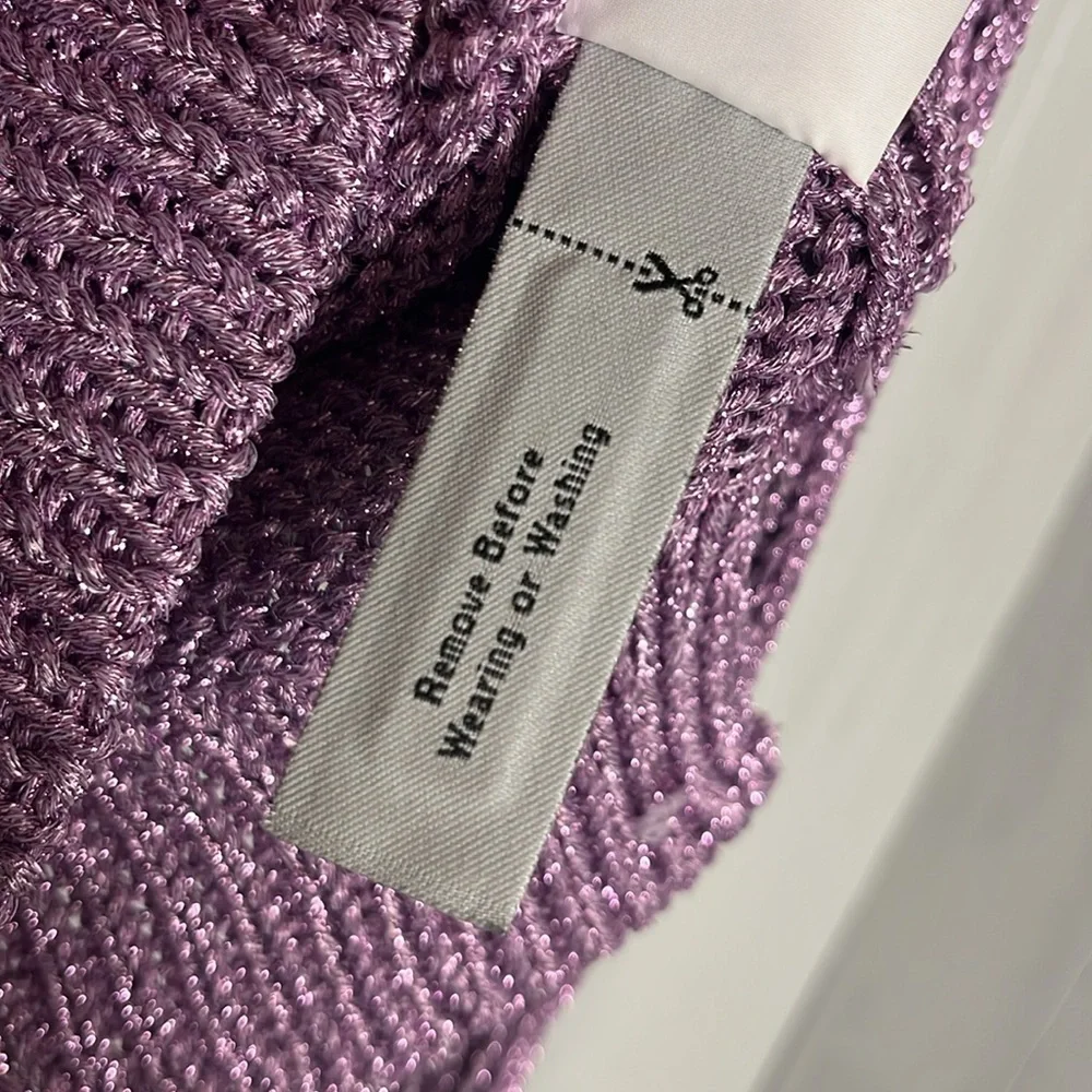 J.Crew Metallic Sparkle Side Slit Purple Pullover Sweater Size M‎